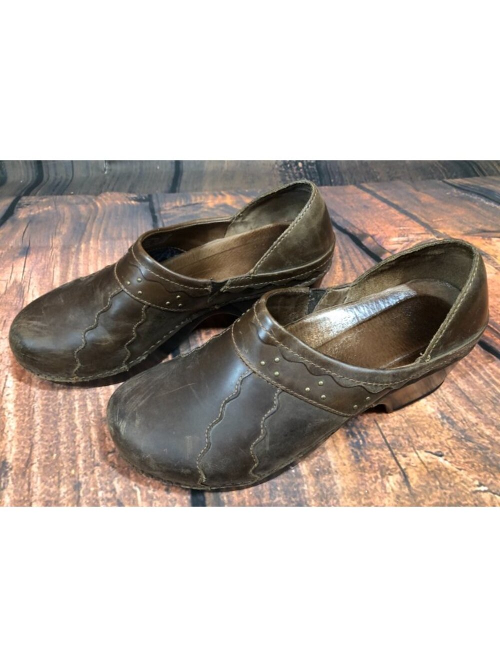 Dansko Womens 40 / 9.5 - 10 Hailey Brown Leather Clogs Shoes Nursing Work